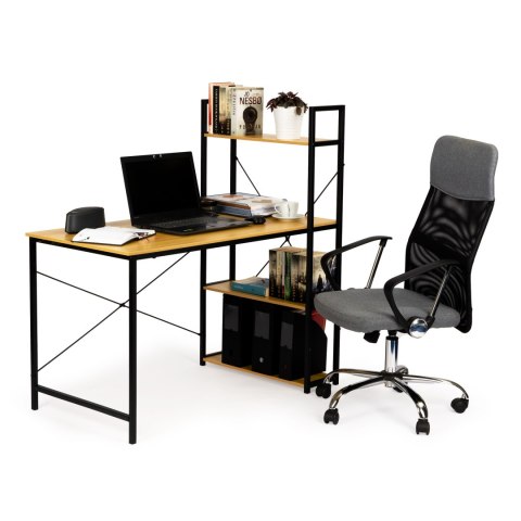 Biurko komputerowe drewniane regał z półkami loft ModernHome