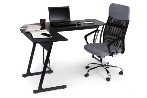 Biurko narożne gamingowe biurowe LOFT szkolny stół czarny ModernHome