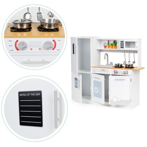 Drewniana kuchnia dla dzieci światło led + garnki ECOTOYS ECOTOYS