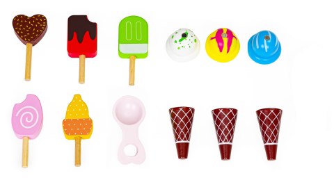 Drewniany wózek lodziarnia dla dzieci sklep 12 elementów ECOTOYS ECOTOYS