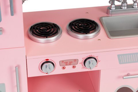 Duża drewniana kuchnia dla dzieci efekty dźwiękowe różowa ECOTOYS ECOTOYS