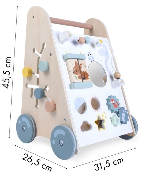 Pchacz chodzik drewniany edukacyjny z ruchomymi elementami ECOTOYS MULTISTORE