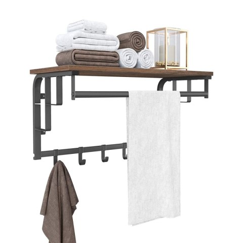 Półka z wieszakami na ubrania drewniana LOFT LEOBERT