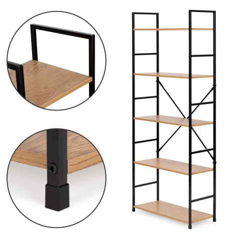 Regał drewniany szeroki nowoczesny LOFT 5 półek ModernHome ModernHome