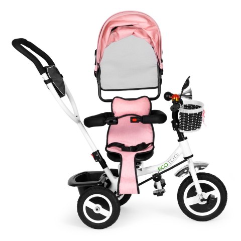 Rower trójkołowy obracany daszek wytrzymałe gumowe koła różowy ECOTOYS ECOTOYS