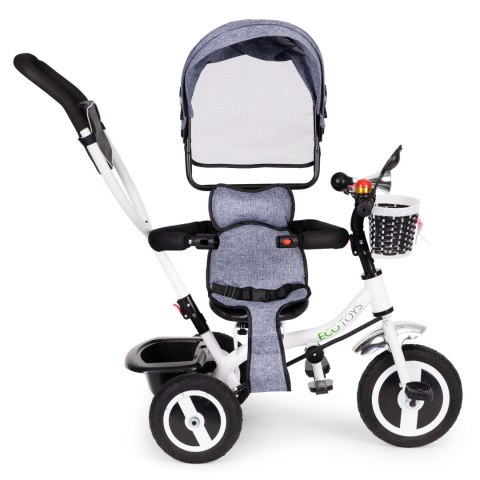 Rower trójkołowy obracany daszek wytrzymałe gumowe koła szary ECOTOYS ECOTOYS