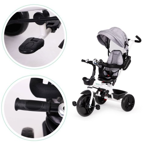 Rowerek trójkołowy obrotowy 360° szary z daszkiem ECOTOYS ECOTOYS