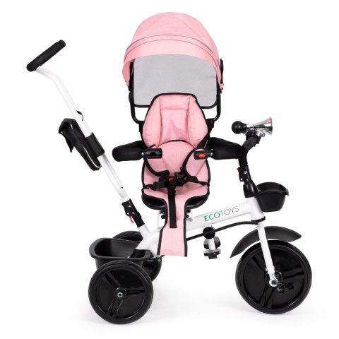 Rowerek trójkołowy spacerówka obracany fotelik 360* różowy ECOTOYS ECOTOYS