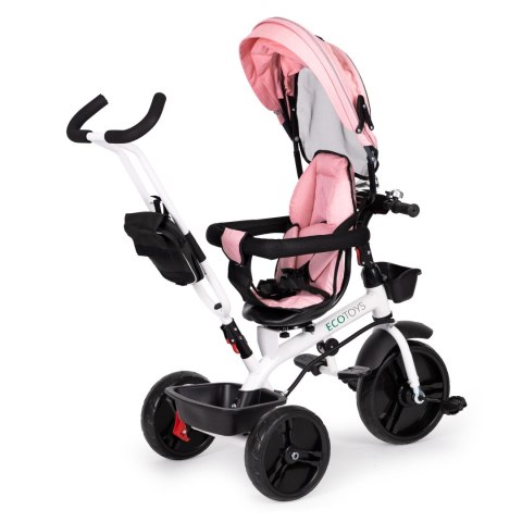 Rowerek trójkołowy spacerówka obracany fotelik 360* różowy ECOTOYS ECOTOYS
