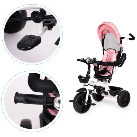 Rowerek trójkołowy spacerówka obracany fotelik 360* różowy ECOTOYS ECOTOYS