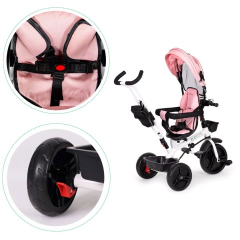 Rowerek trójkołowy spacerówka obracany fotelik 360* różowy ECOTOYS ECOTOYS
