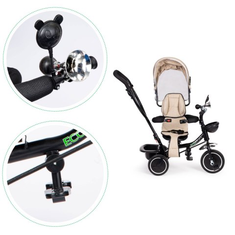 Rowerek trójkołowy z obracanym siedzeniem daszek beżowy ECOTOYS ECOTOYS