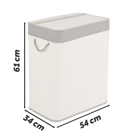 Bambusowy kosz na pranie bieliznę z pokrywą 100 l Massido