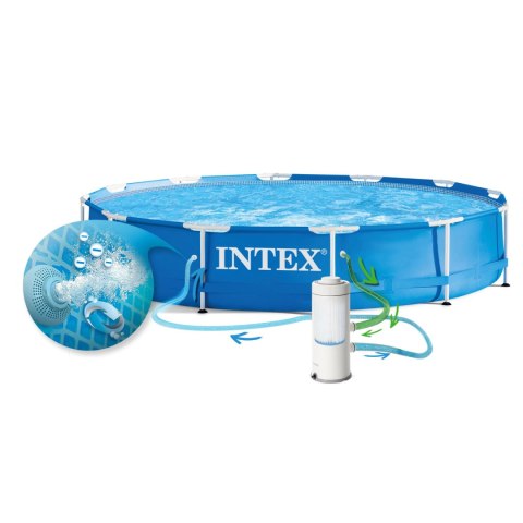 Basen ogrodowy stelażowy 366 x 76 cm 16w1 INTEX 28212 + maszynka do baniek GRATIS
