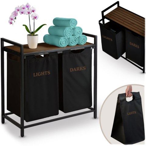 Kosz na pranie bieliznę dwukomorowy na stelażu 80 l Massido