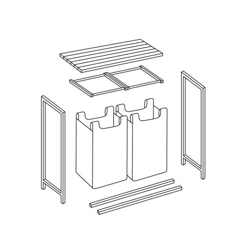Kosz na pranie bieliznę dwukomorowy na stelażu 80 l Massido