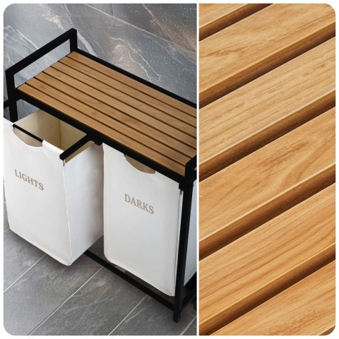 Kosz na pranie bieliznę dwukomorowy na stelażu 80 l Massido