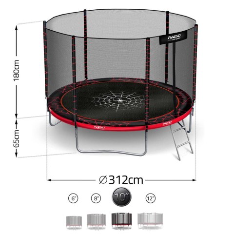 Trampolina ogrodowa 10ft/312cm z siatką zewnętrzną i drabinką Neo-Sport