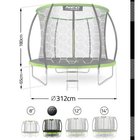 Trampolina ogrodowa profilowana 10ft/312cmz siatką wewnętrzną Neo-Sport