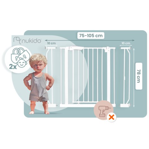 Barierka bramka zabezpieczająca biała Nukido 718000