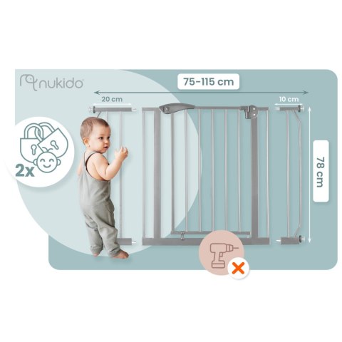 Barierka bramka zabezpieczająca szara Nukido 718301