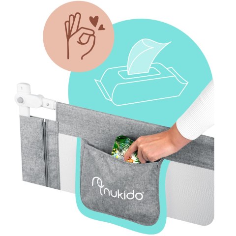 Barierka ochronna do łóżka zabezpieczająca bramka blokada 200 cm Nukido NK-227 szara