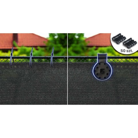 Siatka cieniująca 1,5x50m 110g/m2 + 50 zacisków szara