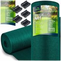Siatka cieniująca 1,5x50m 140g/m2 + 50 zacisków zielona