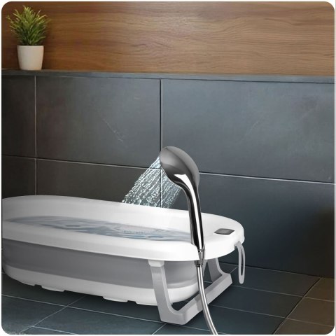 Wanienka składana dla dzieci, niemowląt z termometrem i wkładką Ricokids RK-287 biało-szara