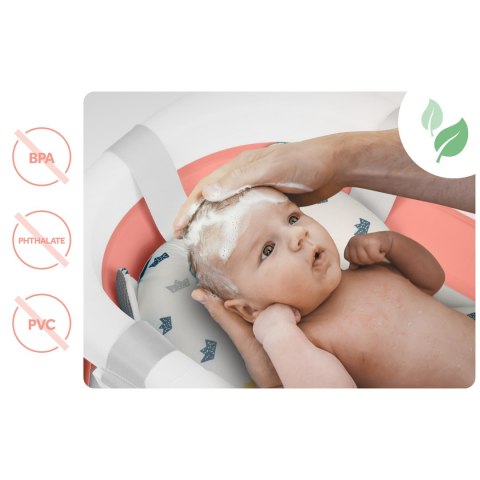 Wanienka składana dla dzieci, niemowląt ze stelażem, termometrem i wkładką Ricokids RK-287 biało-różowa