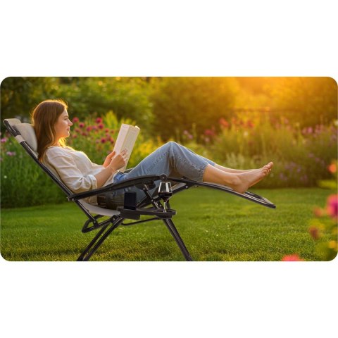 Leżak ogrodowy składany z poduszką Sofotel ChillWell szary