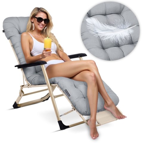 Leżak ogrodowy składany z poduszką Sofotel ChillWell zestaw 2 szt jasno szary