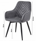 Krzesło NANA360 - czarny aksamit / nogi czarne x 2