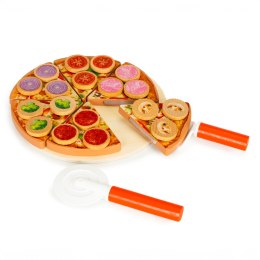 Drewniana pizza do krojenia na rzepy dla dzieci 27 elementów ECOTOYS ECOTOYS