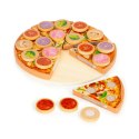 Drewniana pizza do krojenia na rzepy dla dzieci 27 elementów ECOTOYS ECOTOYS