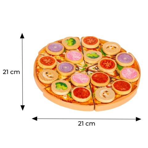 Drewniana pizza do krojenia na rzepy dla dzieci 27 elementów ECOTOYS ECOTOYS