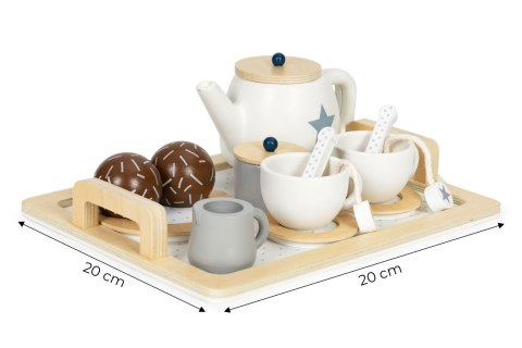 Drewniany zestaw do herbaty dzbanek filiżanki 17 elementów ECOTOYS ECOTOYS