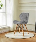 Komplet 4 krzeseł welurowych do jadalni i salonu szare ModernHome ModernHome