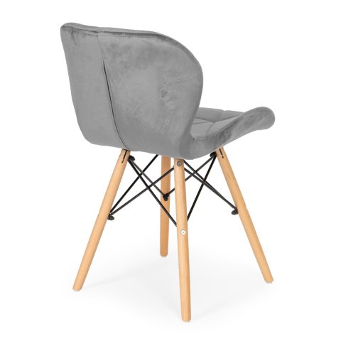 Komplet 4 krzeseł welurowych do jadalni i salonu szare ModernHome ModernHome