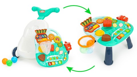 Pchacz interaktywny 2w1 chodzik i stolik edukacyjny z dźwiękami HUANGER