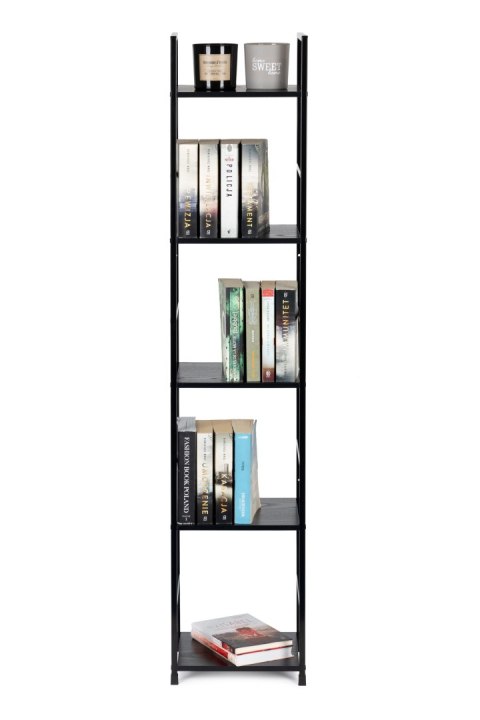 Regał drewniany nowoczesny metalowa rama LOFT 5 półek czarny ModernHome ModernHome