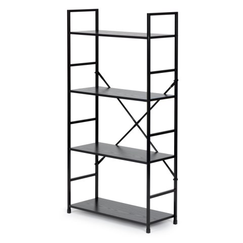 Regał drewniany szeroki 4 półki nowoczesny LOFT czarny ModernHome ModernHome