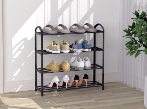 Regał na buty metalowy 4 półki 12 par butów czarny ModernHome ModernHome