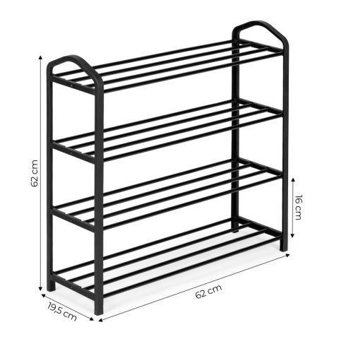 Regał na buty metalowy 4 półki 12 par butów czarny ModernHome ModernHome