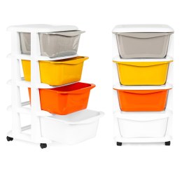 Regał z 4 wysuwanymi szufladami nogi z kółkami ModernHome