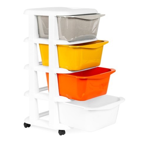 Regał z 4 wysuwanymi szufladami nogi z kółkami ModernHome