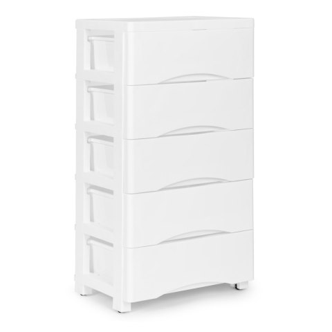 Regał z 5 wysuwanymi szufladami nogi z kółkami biały ModernHome ModernHome