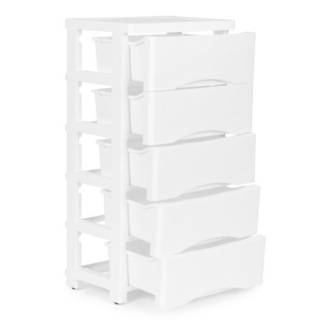 Regał z 5 wysuwanymi szufladami nogi z kółkami biały ModernHome ModernHome