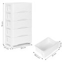 Regał z 5 wysuwanymi szufladami nogi z kółkami biały ModernHome ModernHome