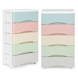 Regał z 5 wysuwanymi szufladami nogi z kółkami kolorowe szuflady ModernHome ModernHome